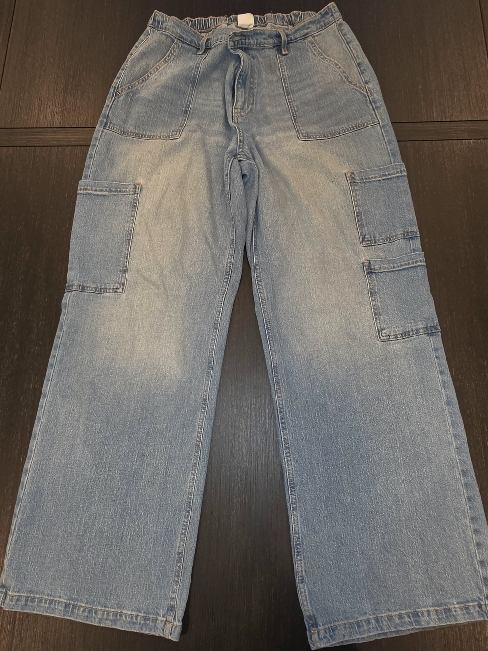 No Boundaries Light Blue Relaxed Cargo Jeans for Women